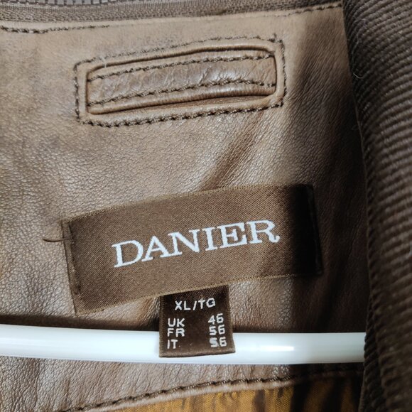 Danier Men's Brown Leather Jacket with Detachable Corduroy Extension Size XL Y2K - Picture 6 of 15